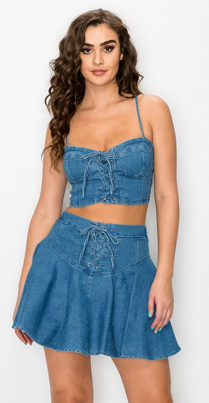denim bustier top
