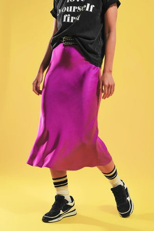Fuchsia Silky Skirt