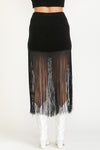 Black Knit Rib Top & Fringe Skirt