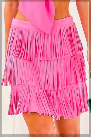 Pink Fringe Party Skirt