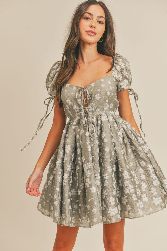 Dusty Olive Floral Babydoll Dress Large Dusty Olive Floral Babydoll Dress Large