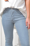Striped Denim Flare Jeans