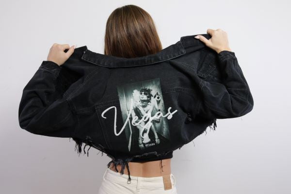 "VEGAS" Lets"s Party with this Crop Denim Jacket
