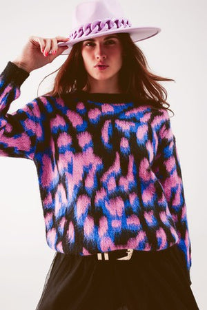 Printed Chunky Knit Sweater