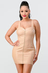 Champagne Pleather Bodycon Mini-Dress