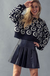 Black Vegan Pleated Mini-Skirt