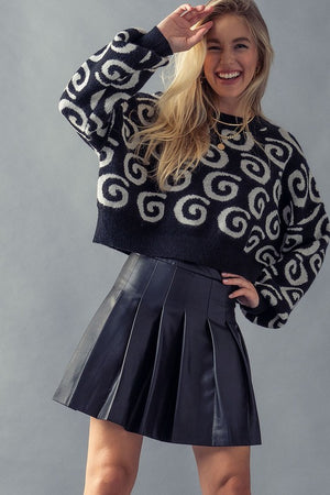 Black Vegan Pleated Mini-Skirt