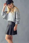 Black Vegan Pleated Mini-Skirt