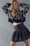 Black Vegan Pleated Mini-Skirt