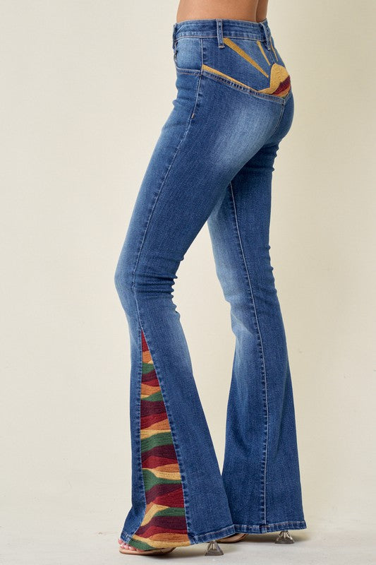 Boho Hippie Bell Bottom Jeans Festival Patched Denim Reworked Jeans Flare  Bell Bottoms Custom Made Choose Size 