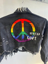 "PRIDE & PEACE" Crop Denim Jacket
