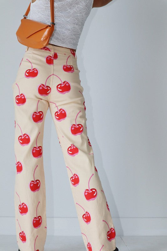Cherry Stretched Cotton Jeans