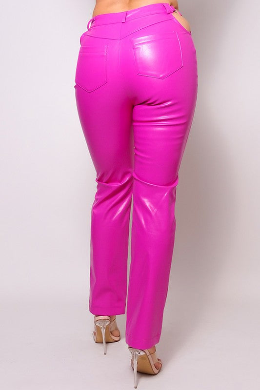 Faux Leather Leggings Pink Leather Jeans Shascullfites Melody Hot