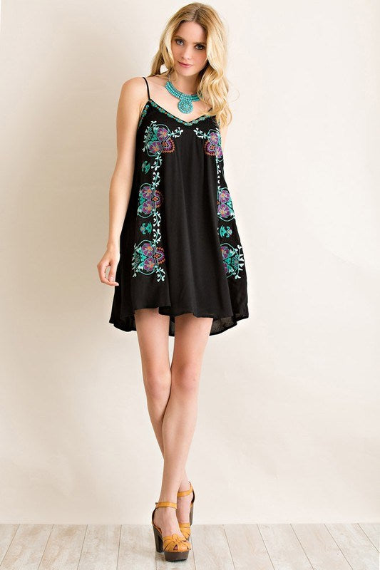 Black Embroidered Slip Dress Black Embroidered Slip Dress