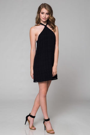 Charming Halter Black Dress White / Large Charming Halter Black Dress White / Large