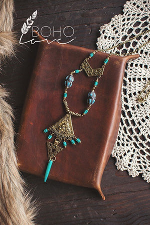 Mystical Antique Bead Drop Necklace - Hippie Vibe Tribe
