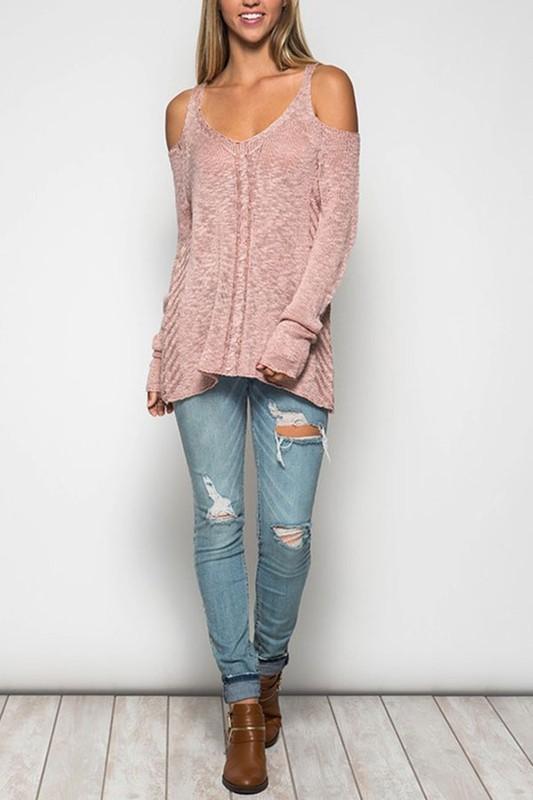 Cold Shoulder Sweater Top - Hippie Vibe Tribe