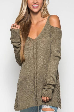 Cold Shoulder Sweater Top - Hippie Vibe Tribe