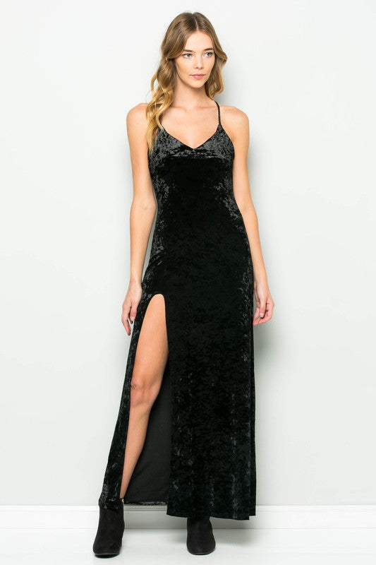Holiday Black Crushed Velvet Maxi large