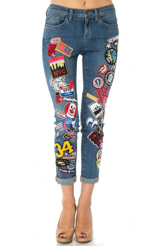 Embroidered Patched Denim Jeans – Hippie Vibe Tribe