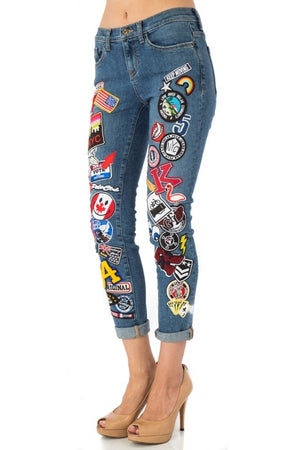 Embroidered Patched Denim Jeans - Hippie Vibe Tribe