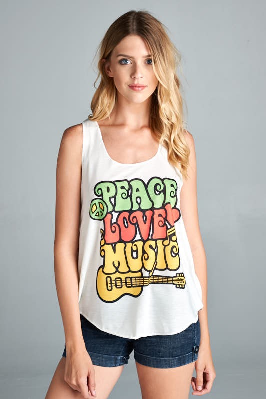 Hippie Peace Love Music Tank Top - Hippie Vibe Tribe