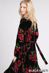 Floral Velvet Long Sleeve Maxi Kimono Cardigan - Hippie Vibe Tribe