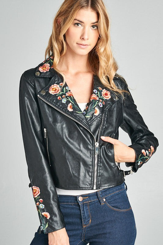 Leather Embroidered Jacket - Hippie Vibe Tribe