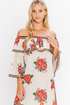 Off Shoulder Floral Mini Dress - Hippie Vibe Tribe