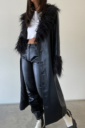 Black Vegan Fur Coat