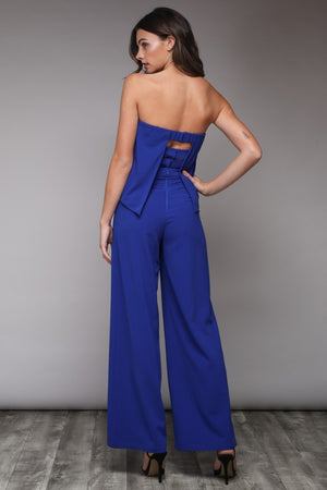 Cobalt Blue Strapless Jumpsuit with Three Band Back - Hippie Vibe Tribe