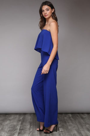 Cobalt Blue Strapless Jumpsuit with Three Band Back - Hippie Vibe Tribe