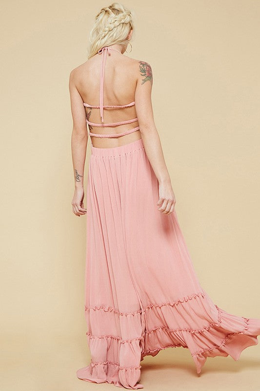 Pink Free Spirit Bodice Maxi Summer Dress Medium Pink Free Spirit Bodice Maxi Summer Dress Medium