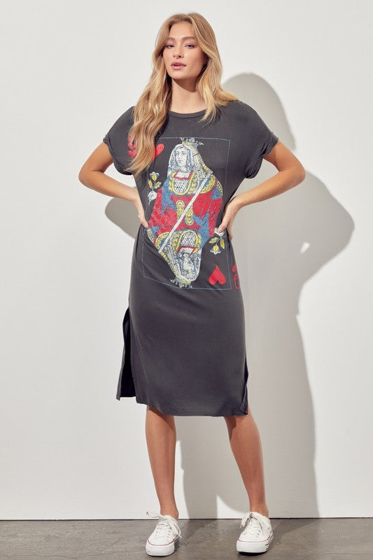 queen of hearts t shirt dress Queen of Hearts From Alice in Wonderland-inspired Comfy T-shirt Dress for Women, Sizes S, M, L, XL and XXL