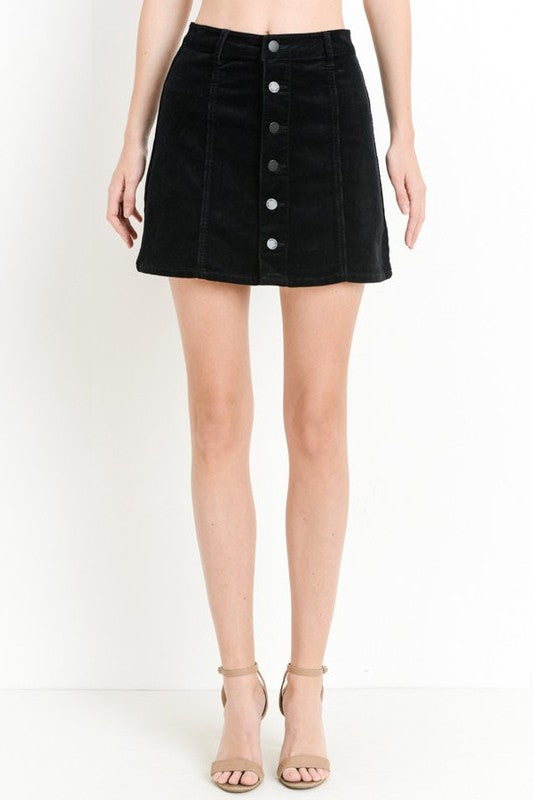 Black Corduroy Mini-Skirt