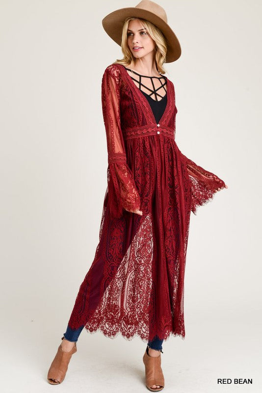 Red Body Lace Cardigan - Hippie Vibe Tribe
