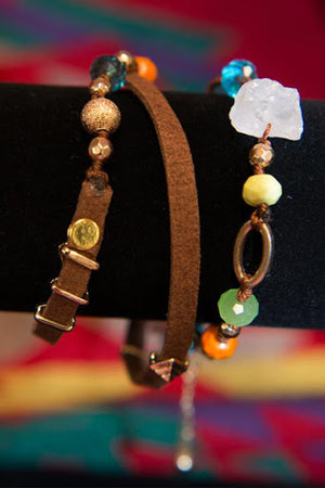 Leather Crystal Wrap Bracelet - Hippie Vibe Tribe