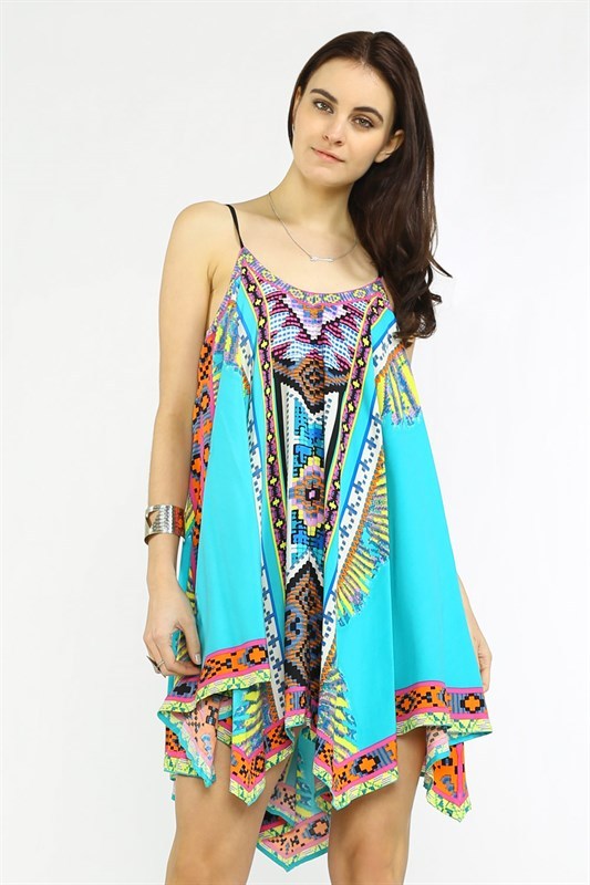Pierce Print Scarf Dress Teal / Medium Pierce Print Scarf Dress Teal / Medium