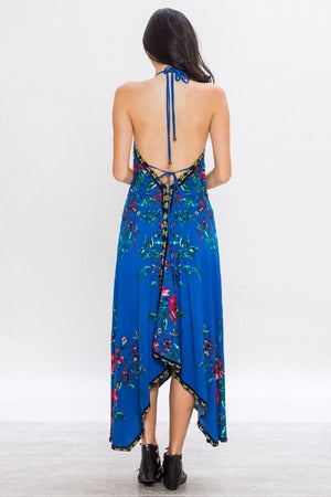 Cobalt Blue Halter Maxi Dress - Hippie Vibe Tribe
