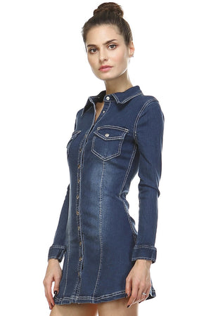 Classic Denim Mini Dress Medium Denim / Large