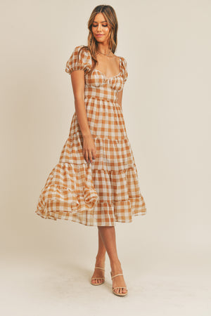 Taupe Checker Swing dress