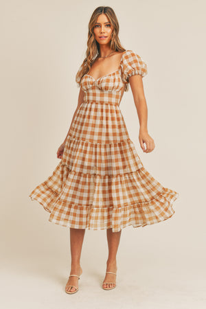 Taupe Checker Swing dress