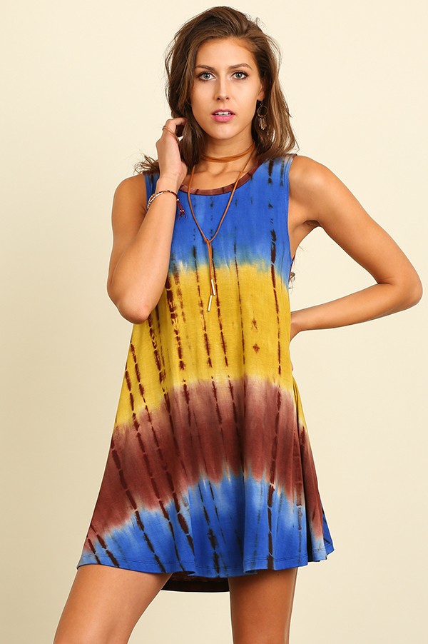 blue and yellow tie dye dress Tie Dye Sundress