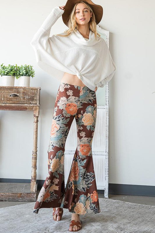 Hippie Flower Pants, Wide Leg Silk Free Flow Pants, XS-4X Gypsy Spell Style  Bell Bottom Flare Pants, Flowy Yoga Pants, 70s Style 