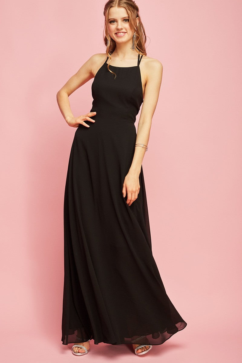Maxi Halter Criss Cross Back Gown Maxi Halter Criss Cross Back Gown