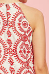 Red Embroidered Halter Dress - Hippie Vibe Tribe