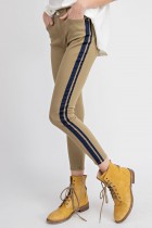Khaki Jeans w/Navy Stripe - Hippie Vibe Tribe