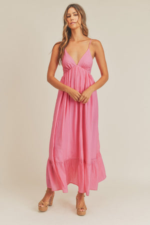 Candy Pink  Maxi Dress with Back Bow
